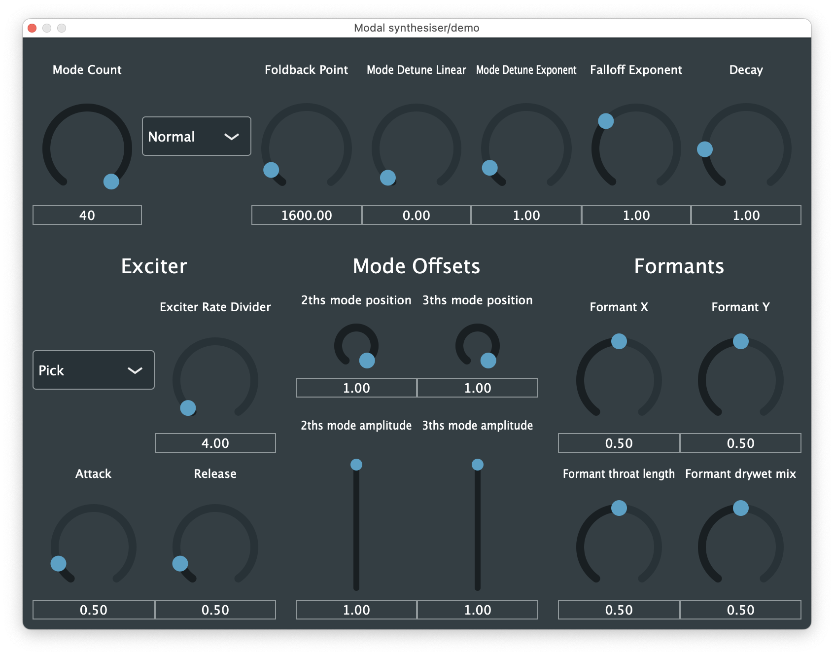 Modal synth UI